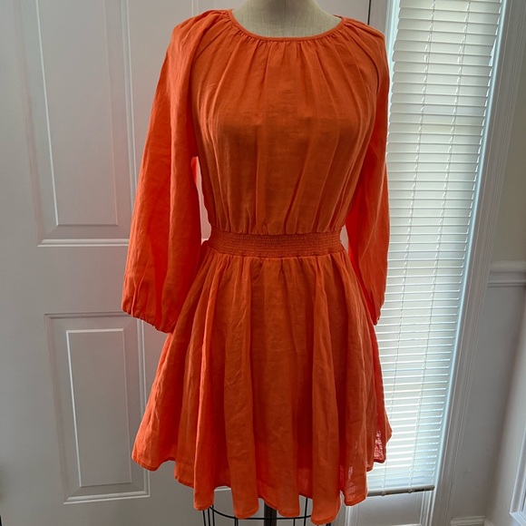 New J.Crew orange Linen Dress sz S - Picture 1 of 4